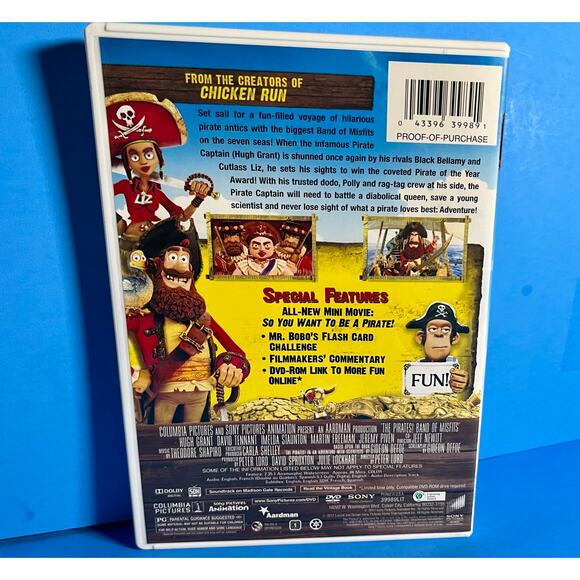 The Pirates! Band of Misfits DVD (2012) Aardman Sony Animation Hugh Grant PG - Picture 2 of 6